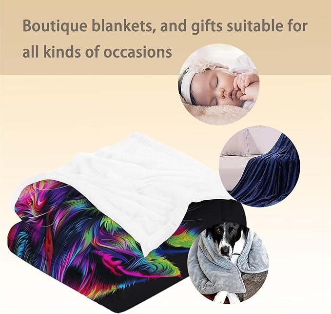 Colorful Cat Blanket - Ultra Soft, Fluffy, Lightweight Flannel Throw Blankets for Couch, Bed, Travel, Outdoor - Cozy, Fuzzy Home Decor, for Adults Kids Women Girls, All Season 80×60 in