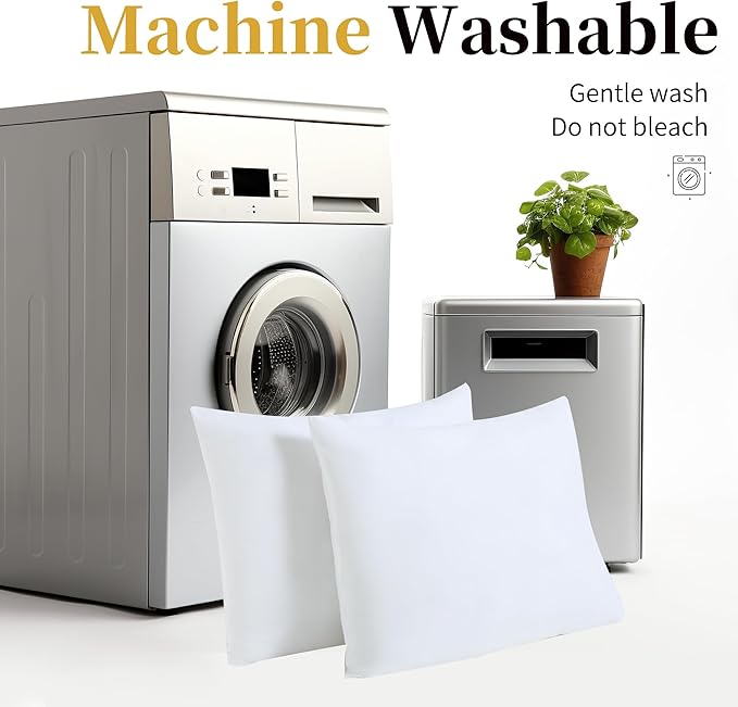 CULVE Bed Pillows King Size Set of 4-20x36 Flat Pillows for Sleeping Thin, Medium Support Soft Down Alternative Filling for Side Stomach Back Sleeper