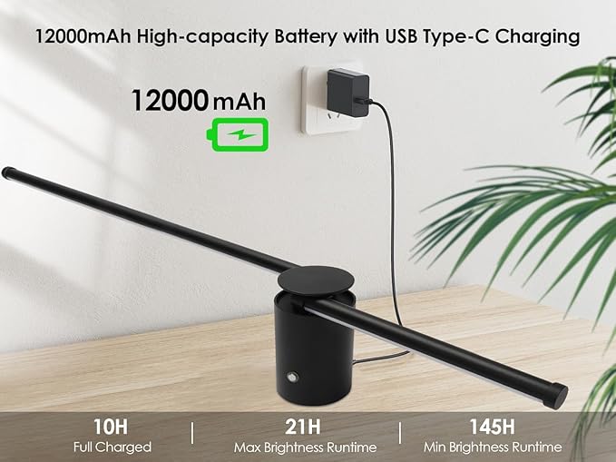 39.4 Inch Battery Operated Wall Sconce, 12000mAh Rechargeable Wall Sconce with Remote Control, Dimmable LED Wireless Wall Light for Bedroom, Living Room, 15 Colors, 180° Rotate, Black, 1 Pack