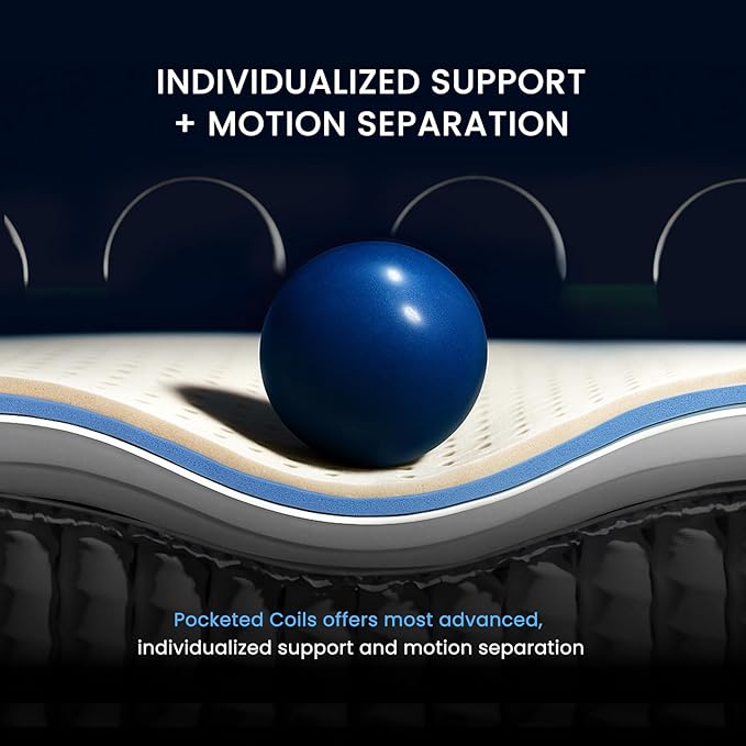 Twin Mattress 12 Inch, Promotes a Healthy Spine, Hybrid Latex Twin Bed Mattress in a Box, Pressure Relief, Pocket Coils for Lumbar Targeted Support, Medium Firm, 100-Night Trail, 75"*39"*12"