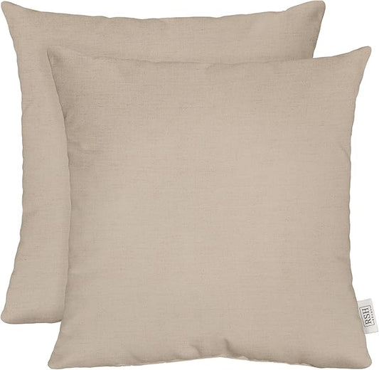 RSH DECOR: Sunbrella Play Square Throw Pillows Set of 2 | 17" x 17" | Water and Fade-Resistant Performance Fabric | Outdoor Pillow Covers with Down-Alternative Inserts | Play Oat