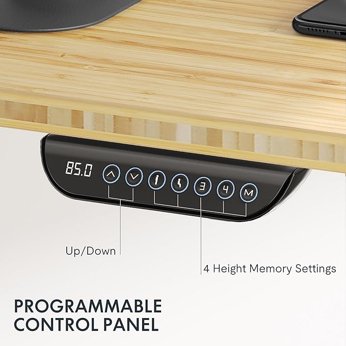 FLEXISPOT E6 MAX Bamboo Dual Motor 3 Stages Standing Desk 78x30 Inch Whole-Piece Board Electric Height Adjustable Stand Up Desk 150KG Load Capacity(White Frame + Bamboo Curved Desktop)