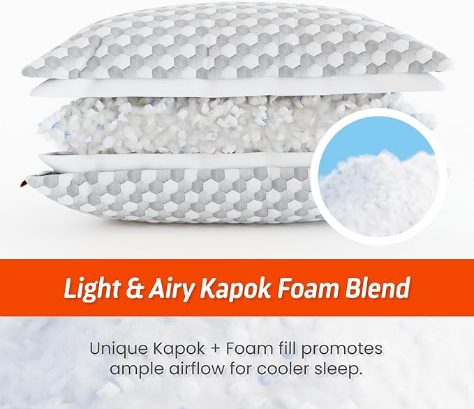Layla Sleep Layla Adjustable Fill Kapok Pillow, Luxurious Cooling Pillow, Queen (Single), Supportive for Head and Neck, Fully Adjustable, Natural Material That is Light and Airy Kapok Pillows