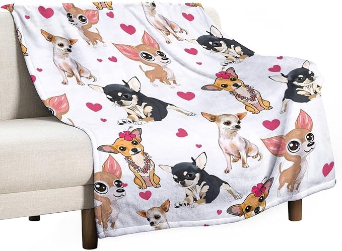 Chihuahua Dog Blanket Chihuahua Gifts for Girls Women Chihuahua Lovers Chihuahua Throw Blanket Kids Adults Soft Warm Cozy Fleece Blanket for Couch Sofa Bed 50""x60"", Dogs D1