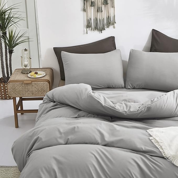 Cottonight Silver Grey Comforter Sets Full Light Gray Bedding Comforter Set Women Men Solid Pure Gray Blanket Quilts Fuzzy Breathable Light Grey Bedding Comforter Sets for Women Men