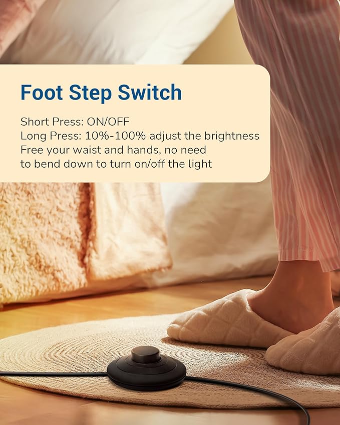 DEWENWILS Floor Lamps for Living Room, Set of 2 LED Corner Light Works with Foot Switch, 1100 LM Dimmable Floor Lamp with 3000K Warm White, 57.5" Standing Lamp for Living Room, Bedroom, Office (White)