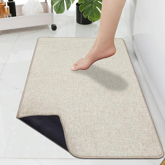 Yancorp 16"x26" Ultra Thin Bathroom Rugs,Low Profile Bath Mat Non Slip Fit Under Door Absorbent Shower Rug Washable Indoor Door Mat Small