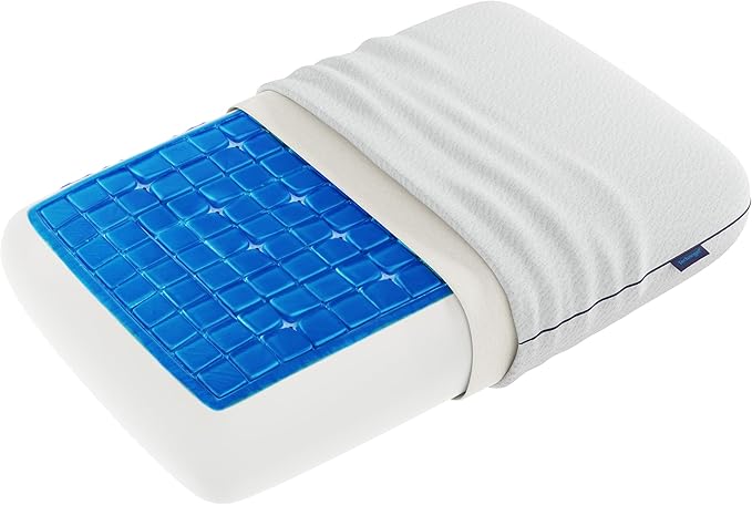 Technogel Deluxe Cooling Gel Pillow - Patented Cooling Technology, Odorless Memory Foam – Breatable Ergonomic Support for Side & Back Sleepers with Washable Cover, 5.5" (Thick)