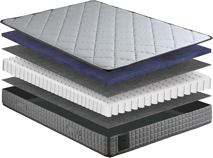 Ottomanson Twin XL 8" Firm Hybrid Mattress - Made in USA - Designed for Young Adults - Durable Support & Comfort - CertiPUR-US Foam - Fiberglass-Free - Bed in a Box
