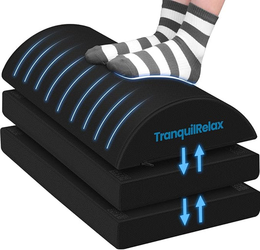 Foot Rest for Under Desk at Work, Gaming Accessories Foot Stool with 3 Adjustable Heights & Washable Cover, Comfortable Office Desk Accessories, Footrest for Office, Home and Car (Black)