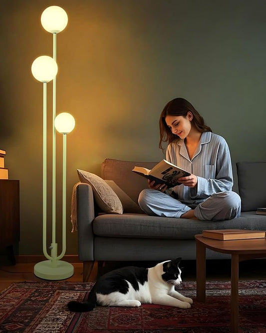 Lightdot 63IN Floor Lamp with 3 Green U-Pole, Modern Floor Lamp with 3000K Soft Warm White LED Bulbs Included, Candle Holder Style Modern Tall Lamp for Living Room/Wedding/Party
