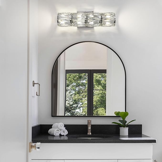 Crystal Wall Sconces Set of Two, Modern Sconces Wall Decor Set of 2 Chrome Bedroom Indoor Wall Sconce Bedside Wall Mounted Lamp for Hallway Bathroom Vanity Light Fixtures