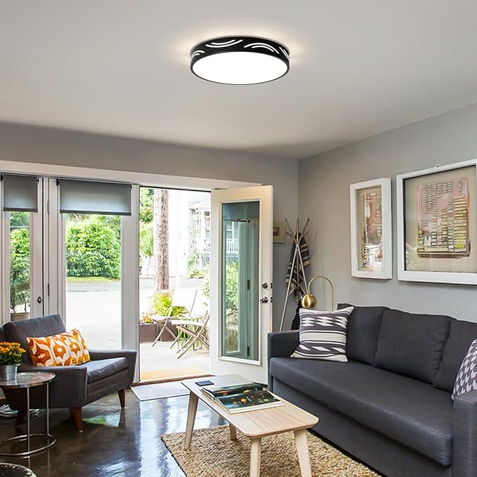 Modern Dimmable Ceiling Light Fixture,5CCT in One LED Flush Mount Kitchen Lights,Round Close to Ceiling Lamp for Bedroom Living Room Hallway Entryway Laundry Room Bathroom(Black,15.75 in,ETL Listed)