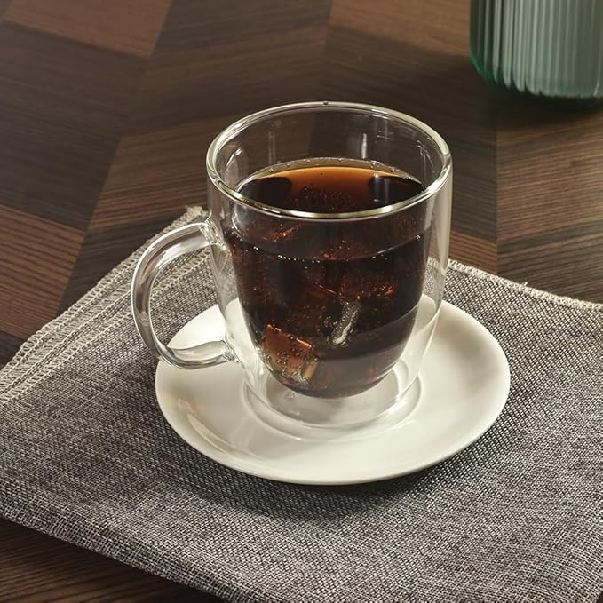 homEdge Insulated Double-Wall Glasses Mugs - 12.5 oz, Set of 2