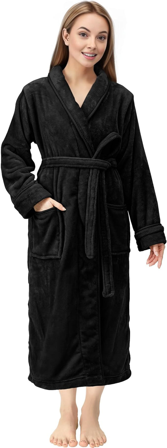 NY Threads Premium Womens Robe, Plush Fleece Long Bath Robe for Women, Fluffy Soft Women's Bathrobe