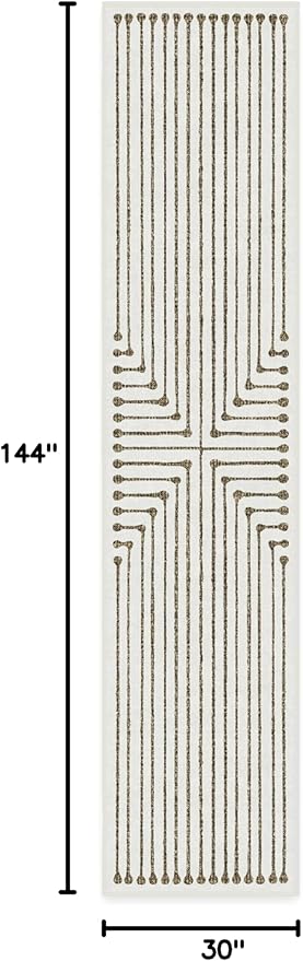 RUGGABLE x Jonathan Adler Machine Washable Modern Runner Rug – Inkdrop Camel & Ivory 2.5x12, Stain-Resistant, Non-Slip – Washable Rug for Hallway, Entryway, Living Room & Kitchen–with Standard Pad