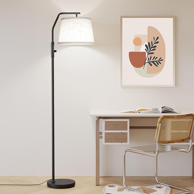SUNMORY Floor Lamps for Living Room, 9W Bulb Included, Tall Lamp for Bedroom with Adjustable Head, Modern Standing Lamp, 0-100% Dimmable Arc Floor Lamp for Dining Room Office Nursery, Black.