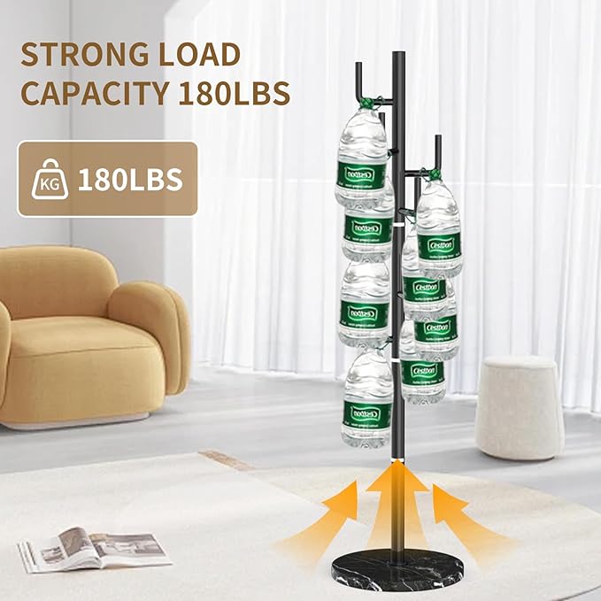 Modern Metal Coat Rack Stand with Natural Marble Base, Heavy Duty Coat Rack Freestanding with 8 Hooks, Black Cactus Standing Coat Racks for Bag, Jacket, Entryway Office (Black Cactus)