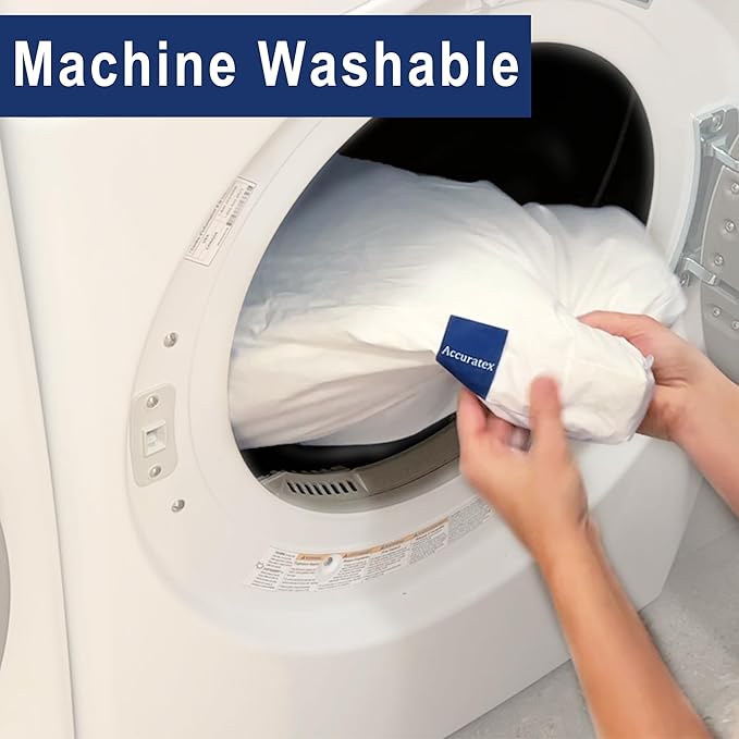 ACCURATEX Fluffy Pillow Cover, 100% Cotton Shell Filled with Down Alternative, Revive Old Flat Pillows, L Shaped Zipper Pillow Protector for King Size Pillow, Removable & Machine Washable