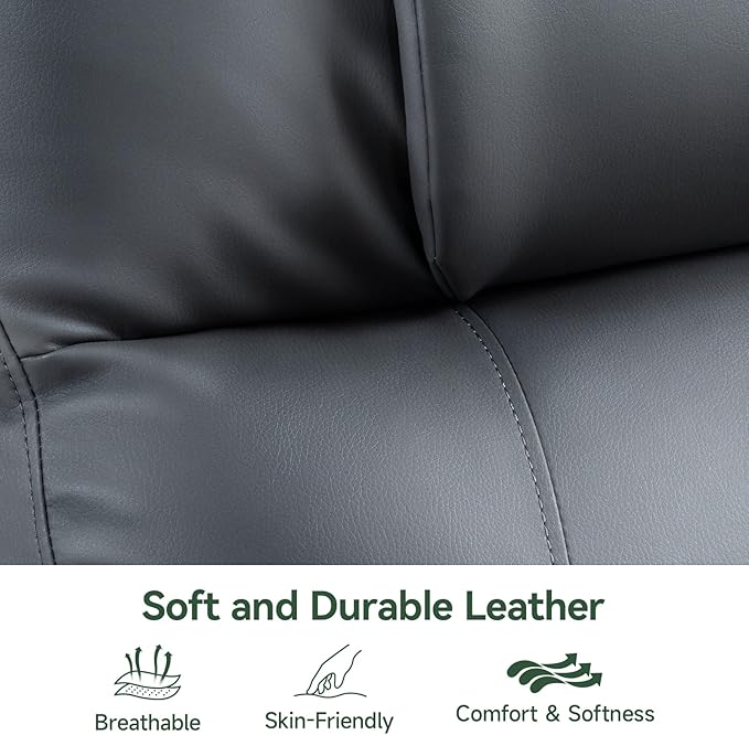 Power Lift Recliner Chair for Elderly with Heat & Massage, 160° Electric Adjustable PU Leather Recliner with Remote Control, Stand Assist, Cup Holders & Side Pockets for Living Room (Gray)