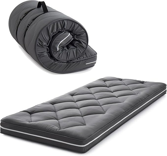 4Inch Small Single Floor Mattress,3-Layer Structure Cot Mattress Topper,Gel Memory Foam,Removable Thickened Cover,Portable Roll Up Sleep Pad(72X24X4“)