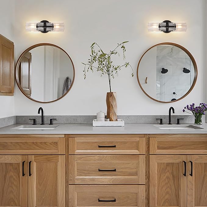 2 Light Black Crystal Wall Sconces,K9 Crystal Sconces Wall Lighting,Crystal Modern Wall Sconces Indoor Wall Light Fixtures Bedroom Wall Sconce for Bathroom,Stairway,Entryway,Hallway, Living