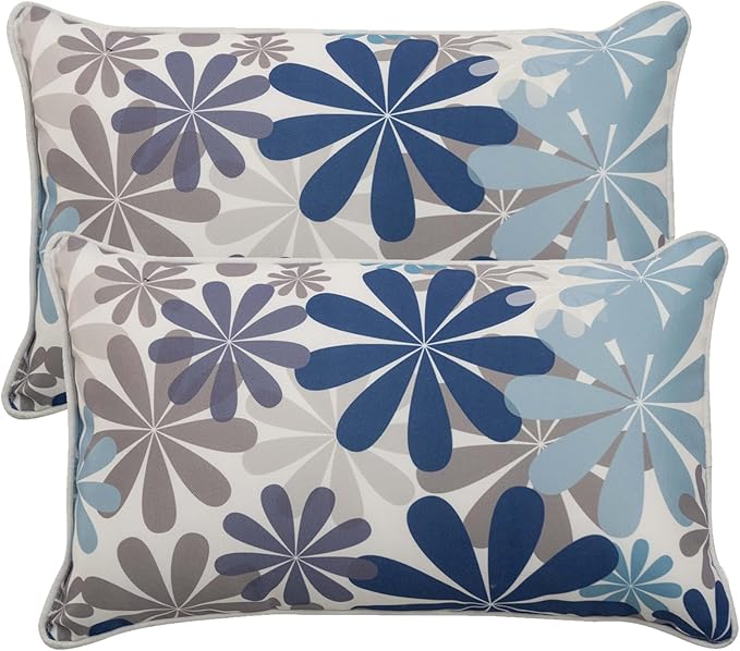 Pack of 2 Patio Lumbar Pillows, 12"x20" Fade Resistant Outdoor Waterproof Lumbar Pillow with Inners, Decorative Garden Lumbar Cushions for Home Patio Terrace Sofa Use