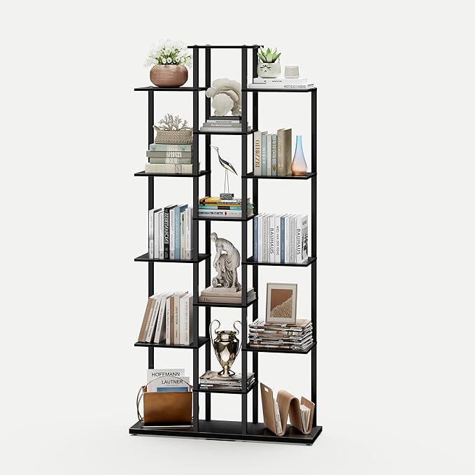 Bookshelf，Small Bookcase for Small Space，6-Tier Bookshelf for Living Room, Home Office, Study，7.87 x 26.77 x 55.5 Inches,Black