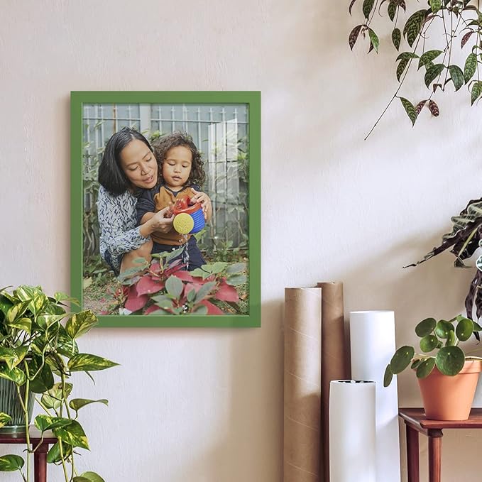 Renditions Gallery 11x14 inch Picture Frame High-end Modern Style, Made of Solid Wood and High Definition Glass Ready for Wall and Tabletop Photo Display, Green Frame