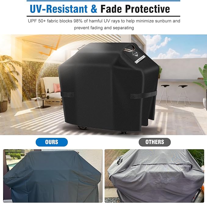 KINGLY Heavy Duty 60 Inch Grill Cover for Outdoor Grill,600D Waterproof Fade Resistant 60 Inch BBQ Gas Grill Cover for Weber Outdoor Grill with Strap,Barbecue Cover for Weber Char-Broil Nexgrill,etc
