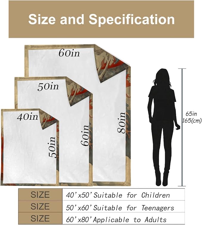 Dragon Art Blanket Gifts for Adults and Kids Mythology Dragon Throw Blankets for Bed Room Couch Soft Lightweight Warm Cozy Throws Decor 50x60in