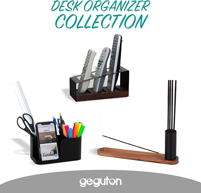 GEGUTON Cell Phone and Pencil Holder for Desk – Solid Wood and Steel, Functional Design – Organizes Accessories, Workspaces, Ideal Gift for Home or Office – Basic Collection