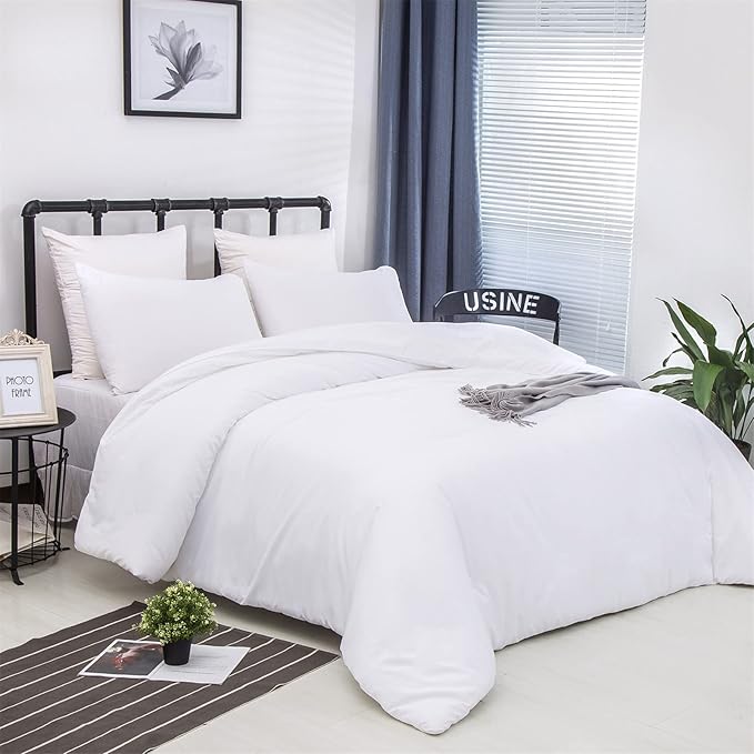 Luxlovery White Comforter California King White Bedding Comforter Cal King Blanket Quilts Hotel Quality Fluffy 3 Piece Soft Bed Set Women Men