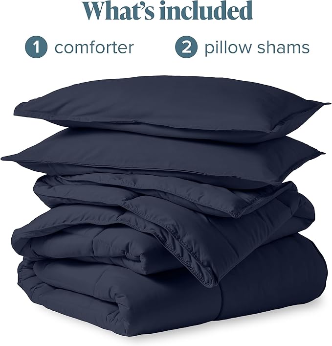 Bare Home Comforter Set - Oversized Queen Size - Ultra-Soft - Goose Down Alternative - Premium 1800 Series - All Season Warmth (Oversized Queen, Midnight Blue)
