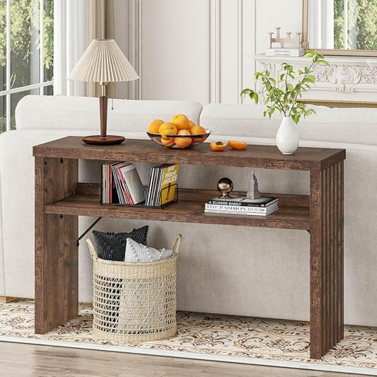 BON AUGURE Entryway Table, Console Table Behind Couch, Wood Sofa Tables with Shelf for Living Room, Farmhouse Entry Tables for Hallway Foyer (Rustic Oak, 47 Inches)