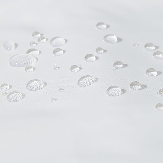 Amazon Basics Bathroom Shower Curtain, Water Resistant Fabric with Grommets & Hooks, Machine Washable, 72"x72", White