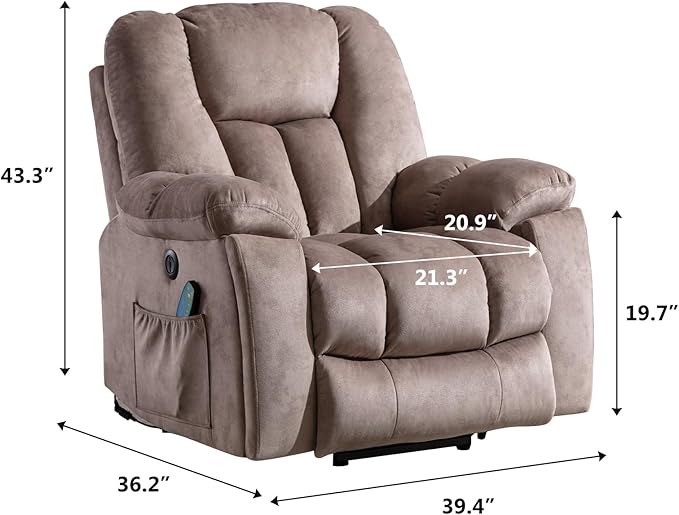 CANMOV Power Lift Recliner Chair with Massage and Heat for Elderly, Overstuffed Wide Recliners, Heavy Duty and Safety Motion Reclining Mechanism with USB Ports, 2 Concealed Cup Holders, Apricot