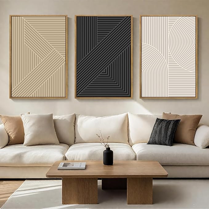 BINCUE Neutral Abstract Wall Art Decor Minimalist Modern Wall Paintings Artwork for Living Room Bedroom Bathroom 16x24 Inch Set of 3