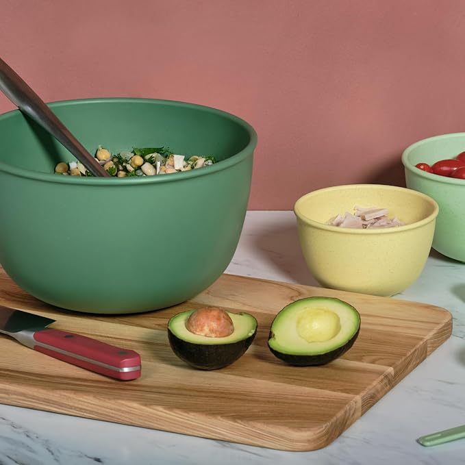 Bamboozle Mixing Bowls | 5 Piece Plant-Based Nesting Bowl Set | Matte Finish | Multi-Color | Dishwasher and Microwave Safe | Fresh Guacamole