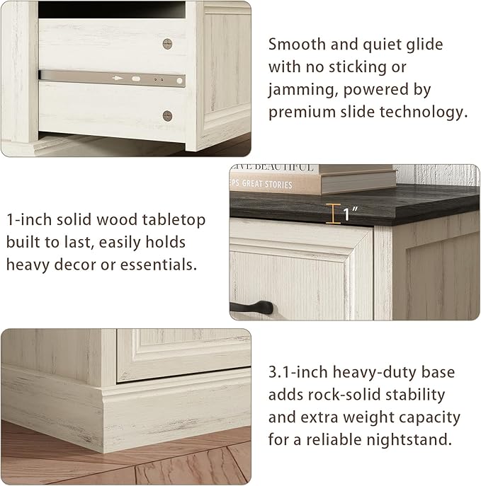 Farmhouse 9 Drawer Dresser for Bedroom, 55 Inch Wide Modern White Dresser TV Stand with Large Drawers & Bar Handles, Rustic Wood Chest of Drawers for Bedroom, Living Room, Hallway, Entryway.