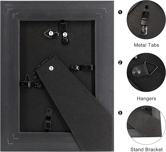 GraduationMall 4x6 Picture Frames, Real Glass, Display Photos for Wall or Tabletop, Black with Silver Beads, 2-Pack