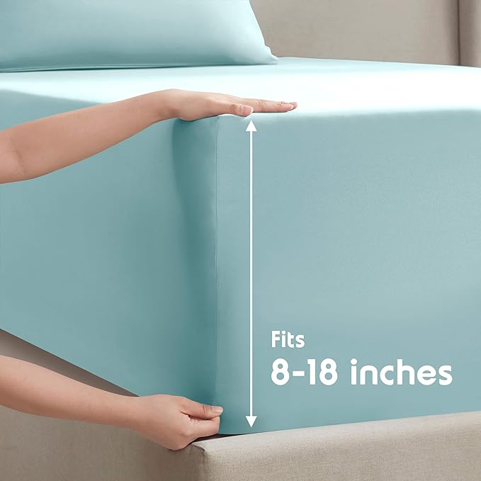 Nestl Twin Sheet Set - 1800 Ultra-Soft Microfiber Twin Bed Sheets - Double Brushed - Deep Pockets - Easy Fit - Extra Soft - 3 Piece Set - Bedding Sheets & Pillowcases (Twin, Light Blue)