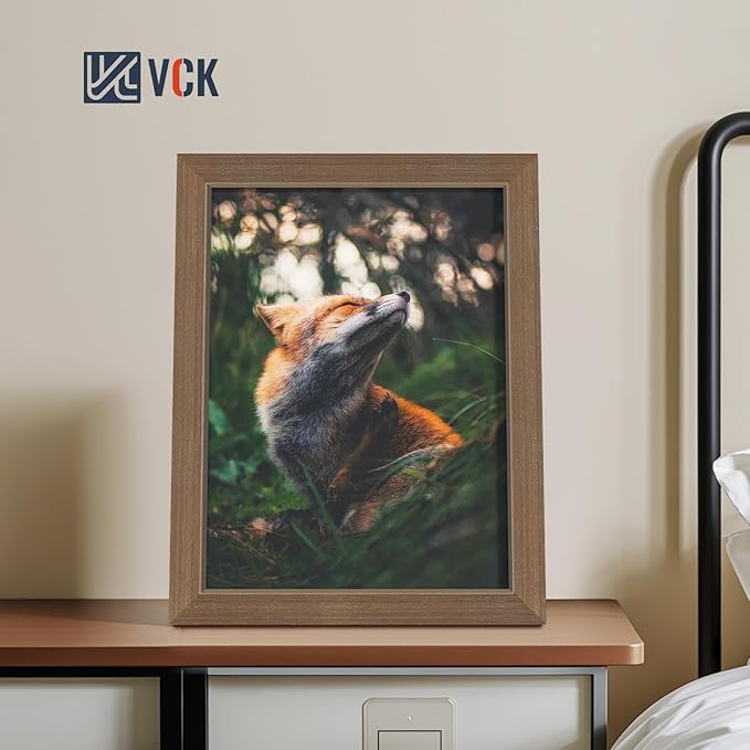 VCK 11x14 Brown Picture Frames 3 Pack, High-End Wood Wide Border Poster Frame, Multi-Directional Display Family Photos, Office Prints, Studio/Gallery/Home Artwork