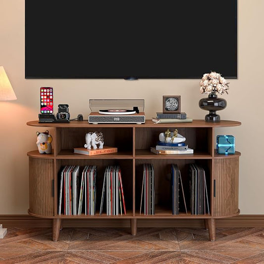 TV Stand for 55/65 Inch TV，Television Stand with Charging Station & USB Ports,Entertainment Center Large Long for Living Room (Walnut)