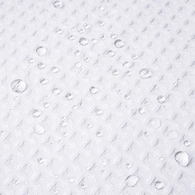 River Dream Extra Long Shower Curtains No Hooks Waffle Weave Shower Curtain with Snap in Liner - 71W x 86H,Hotel Grade,Spa Like Bath Curtain,White
