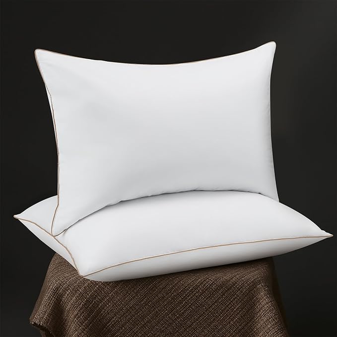 Deodar Bed Pillows Goose Feather Down Pillows King Size Set of 2 - Made in USA - Hotel Pillow for Sleeping Soft Fluffy Pillow for Back Side Stomach Sleepers 20" x 36"