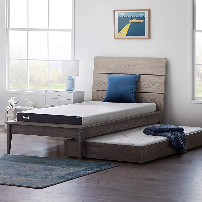 Lucid 5 Inch Gel Memory Foam Mattress - Firm Feel - Gel Infusion - Memory Foam Infused with Bamboo Charcoal - Breathable Cover - Twin