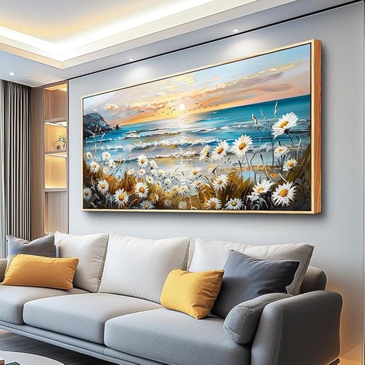 PHAOHUAXM Wall Decor For Living Room Large Canvas Wall Art Flowers Farmhouse Bedroom Wall Painting Office Marine Landscape Painting Print Modern Home Decoration Frames Artwork Easy Hanging 30x60 In