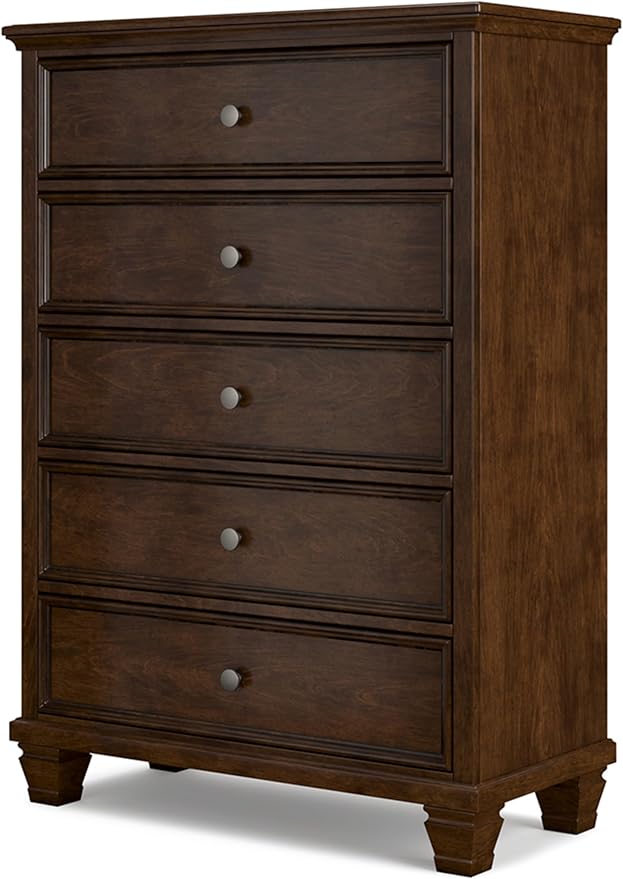 Signature Design by Ashley Danabrin Traditional 5 Drawer Chest for Bedroom, Dark Brown