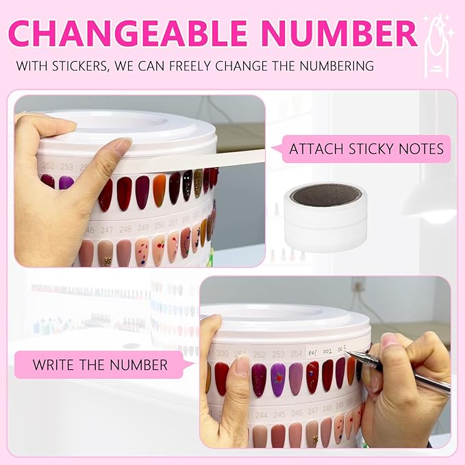 Nail Polish Display Book 300 Colors, Professional Nail Color Display Show Nails Sample Book (CS300)